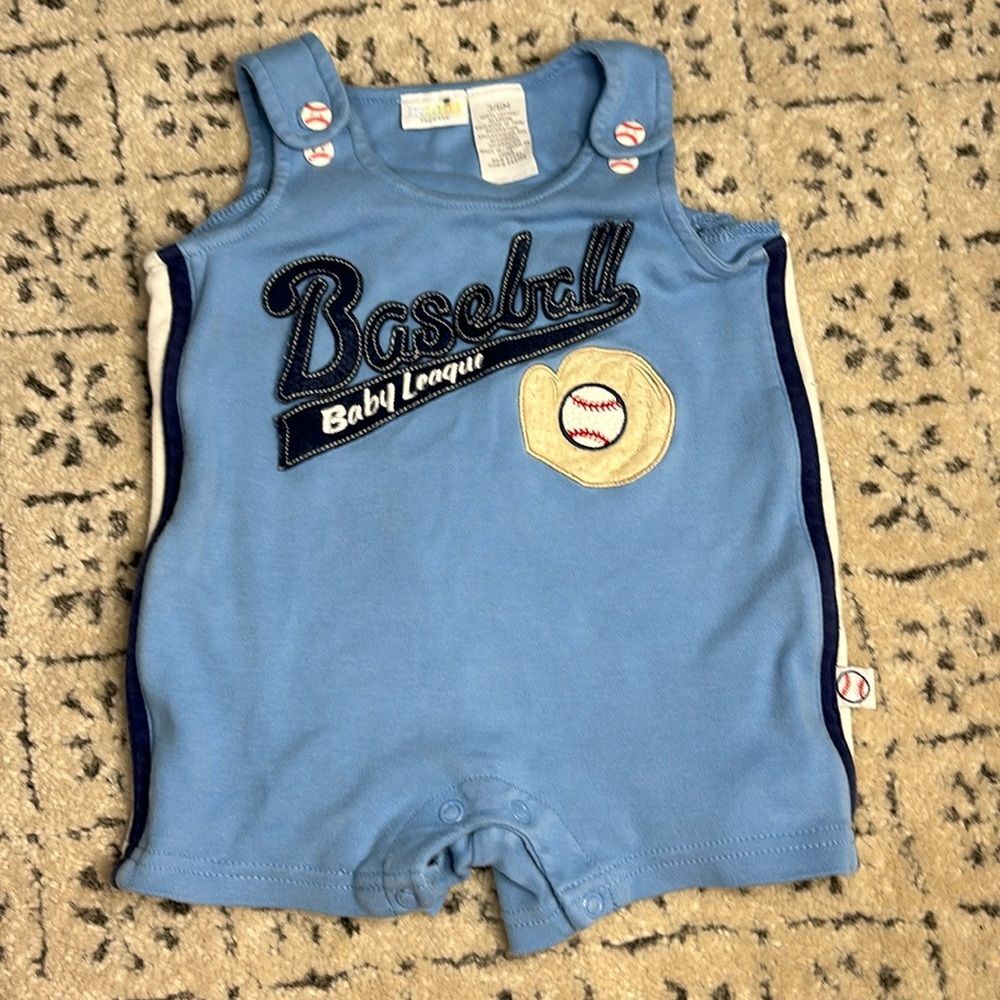 KRU Blue Baseball Romper 3-6M